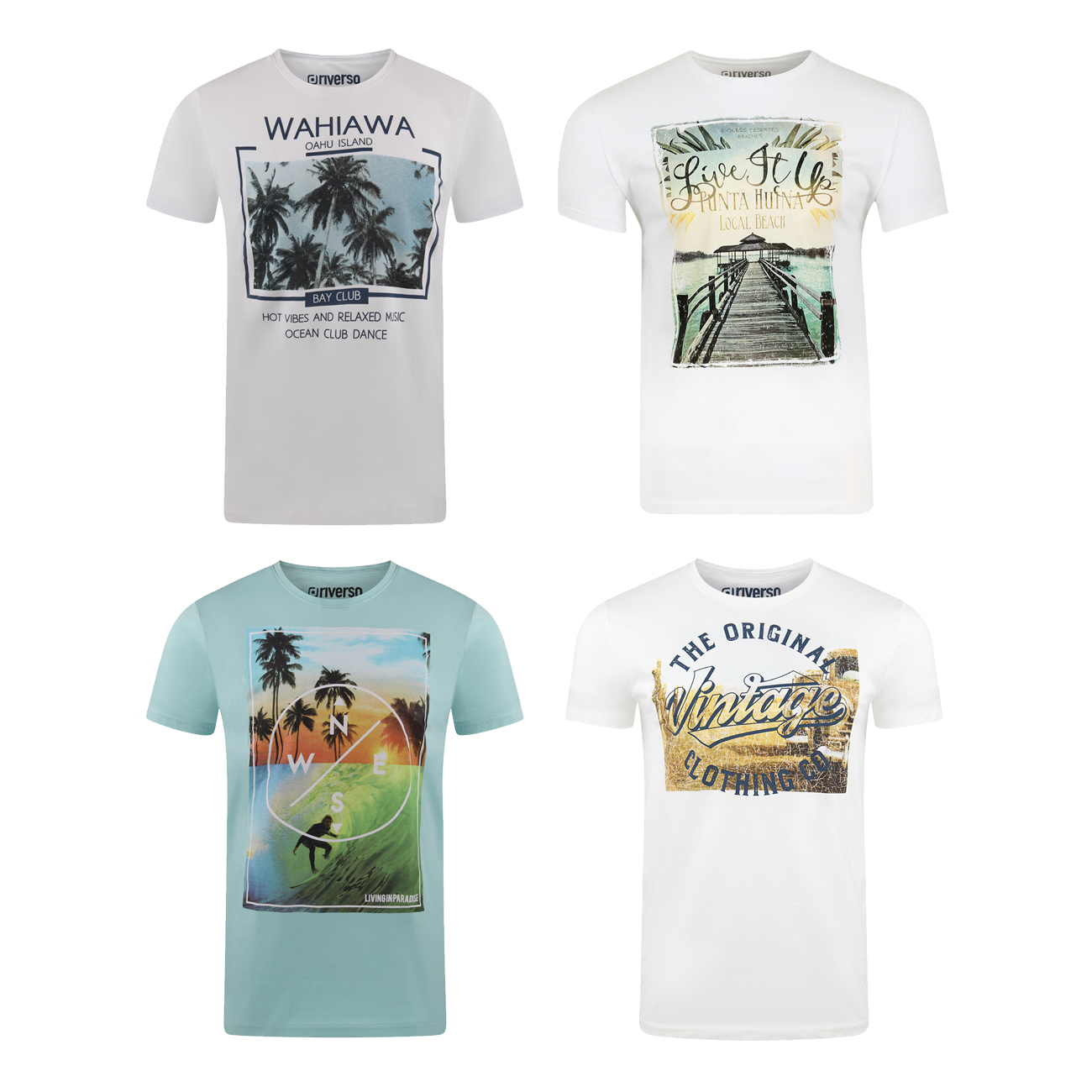 Bild von riverso T-Shirt Herren Fotoprintshirt RIVLukas Regular Fit (4-tlg) Kurzarm Tee Shirt mit Rundhalsausschnitt aus 100% Baumwolle