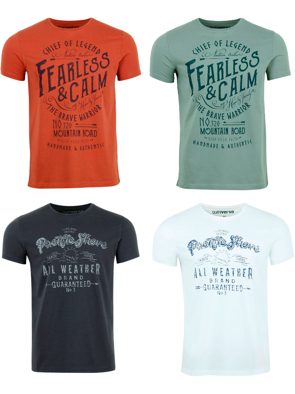 Bild von riverso Tshirt Herren Baumwolle Regular Fit RIVLeon 4er Set Pack