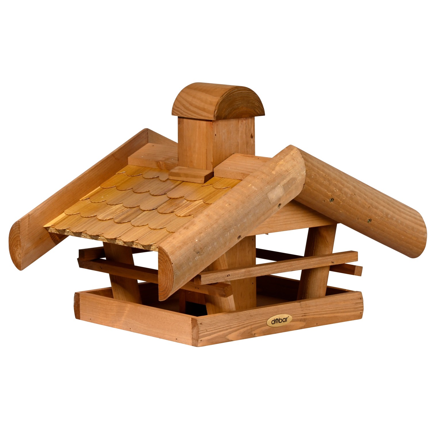 Bild von dobar® Green Label Großes Vogelhaus Blätterfall für die Ständermontage - Futterstation für Wildvögel - Wildvogelfutterplatz - 48 x 39 x 35 cm - Braun