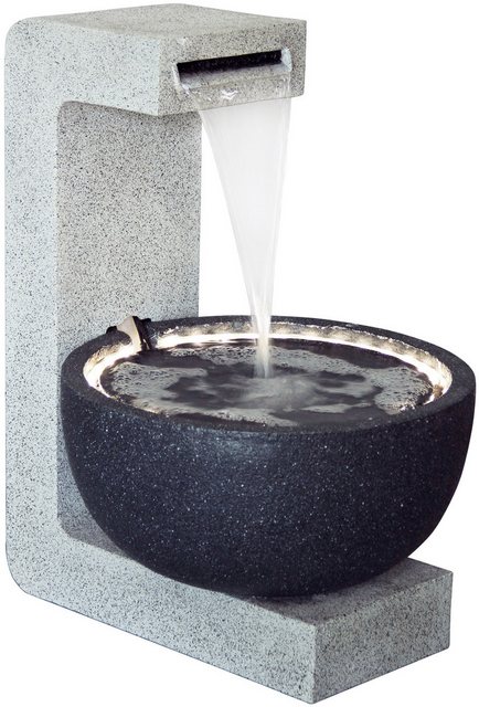 Bild von Großer Design-Gartenbrunnen mit runder Schale 52 cm x 44 cm x 65 cm