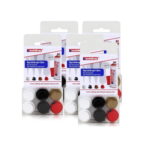 Bild von edding Permanent Spray Sprühkopf-Set, 6 Stk. – Vielseitige Sprühlösungen für kreative Projekte