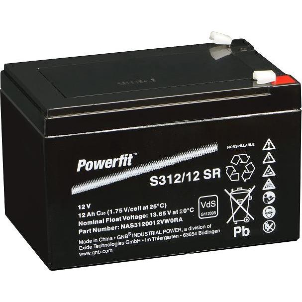 Bild von Exide, Versorgungsbatterie, Powerfit S312/12 SR Blei Akku mit Faston 6,3 mm 12V, 12000mAh (12 V, 12 Ah)