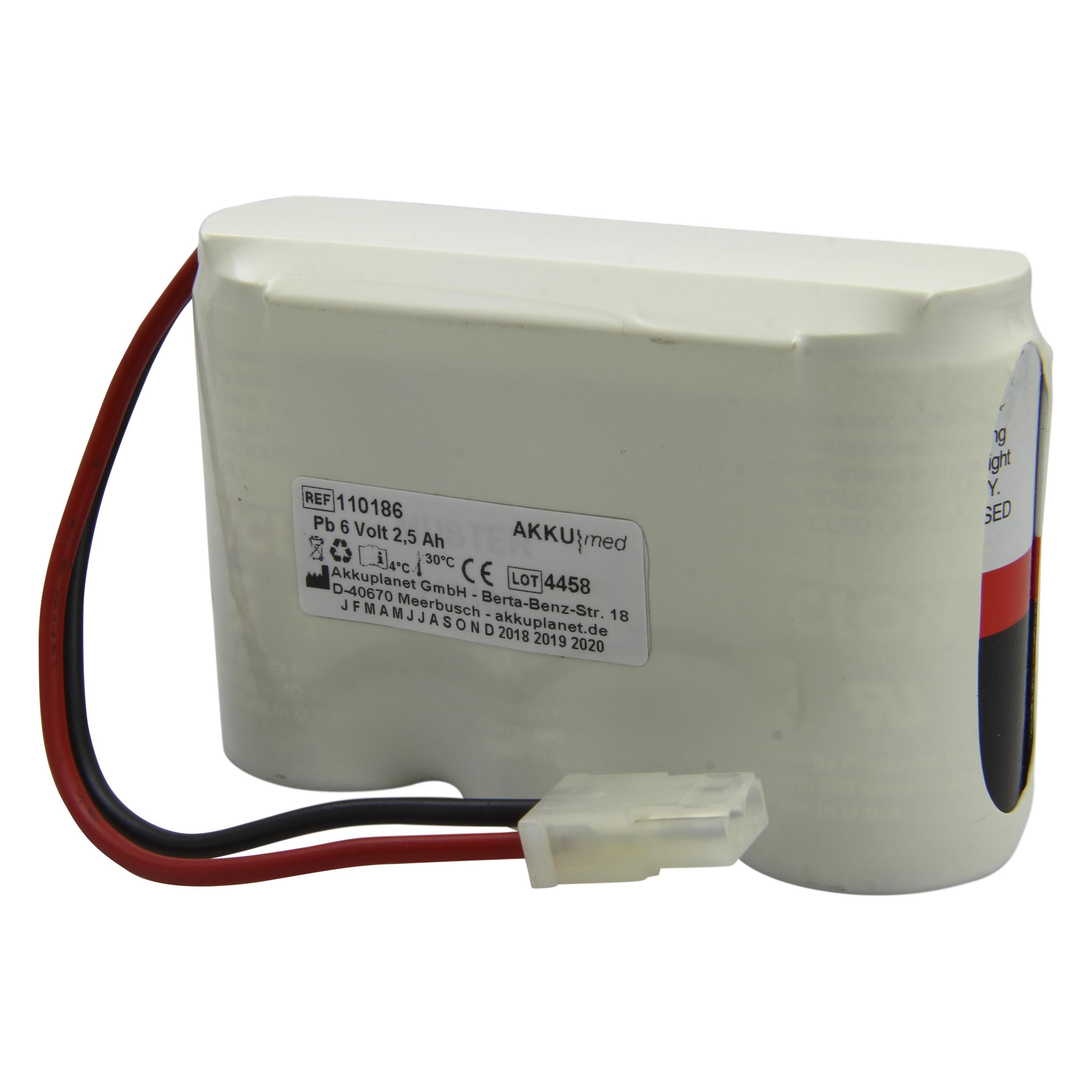 Bild von XCell Blei Akku passend für Lifecare PLV100 - Pack - 6,0 Volt 2,5 Ah CE Konform (1 Stk., 2500 mAh, Ladegerät inkl. Akku), Akku Ladegerät