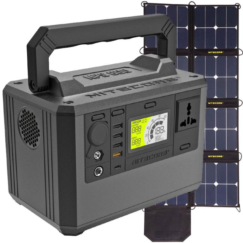 Bild von Nitecore, Power Station, NPS600 Power Station 165000mAh und Nitecore FSP100 faltbares Solarpanel mit max. 100W (594000 Wh)