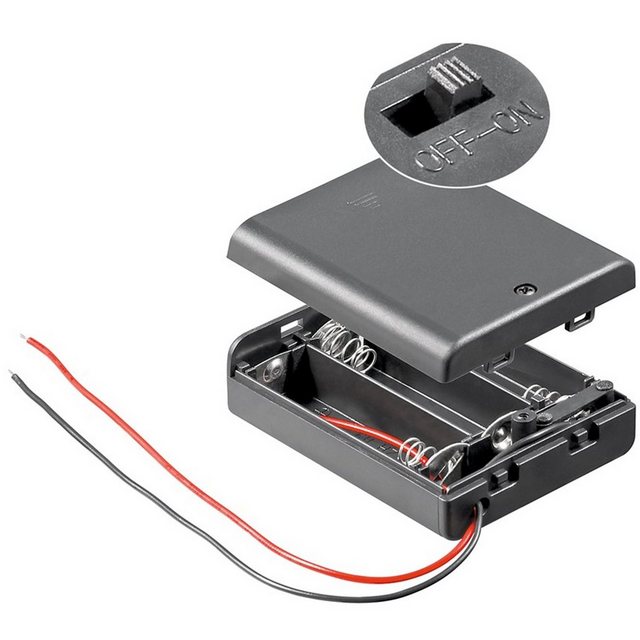 Bild von AccuCell Batteriehalter für 3 Stück Mignon AA LR6 Batterien 4,5 Volt mit Kabel und Stecker (1 Stk.), Batterien + Akkus