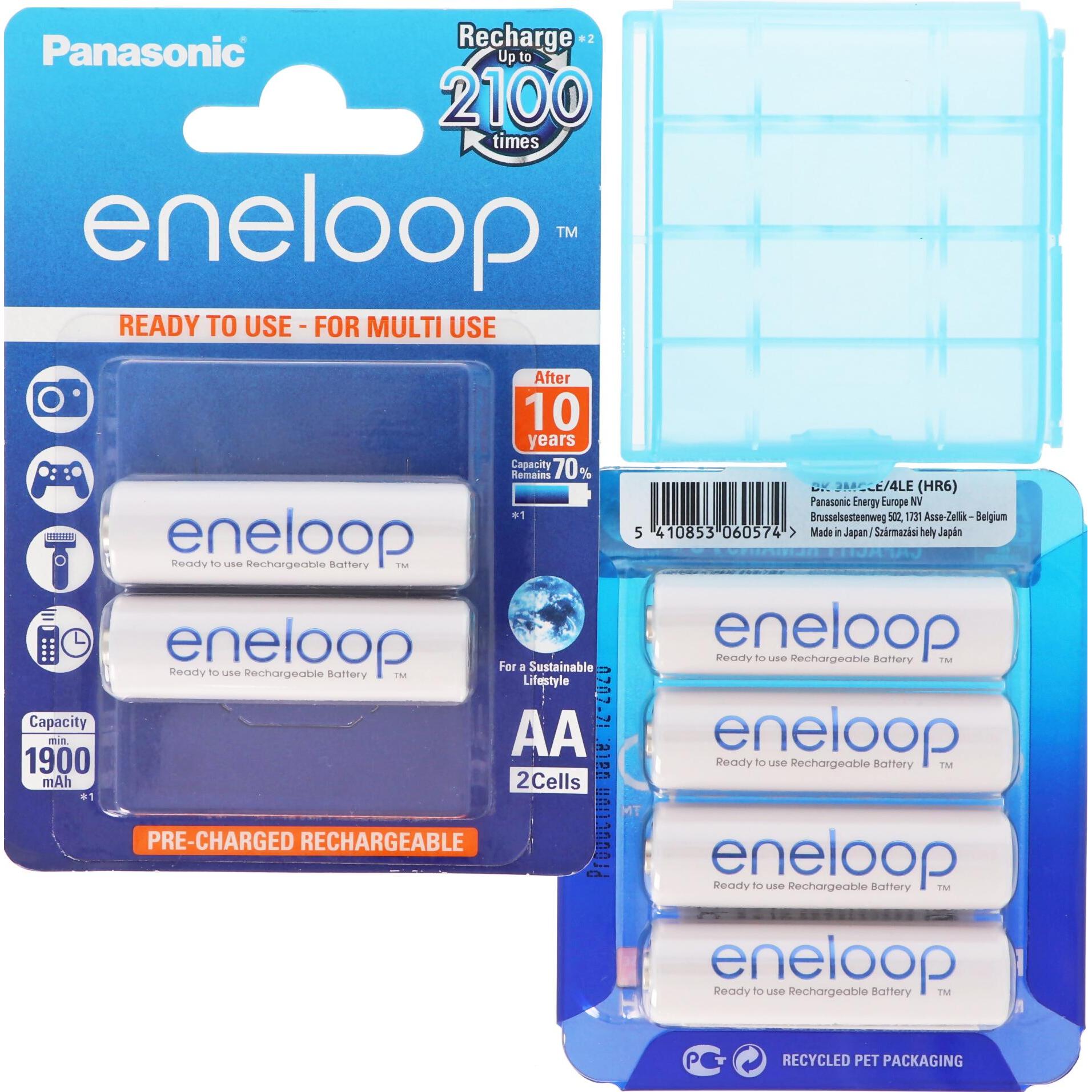 Bild von Panasonic Akku passend für ABUS Funkalarmzentrale Secvest FU8000, 6x Akku Mignon und AccuSafe AA (6 Stk., AA, 2000 mAh, Akku), Akku Ladegerät