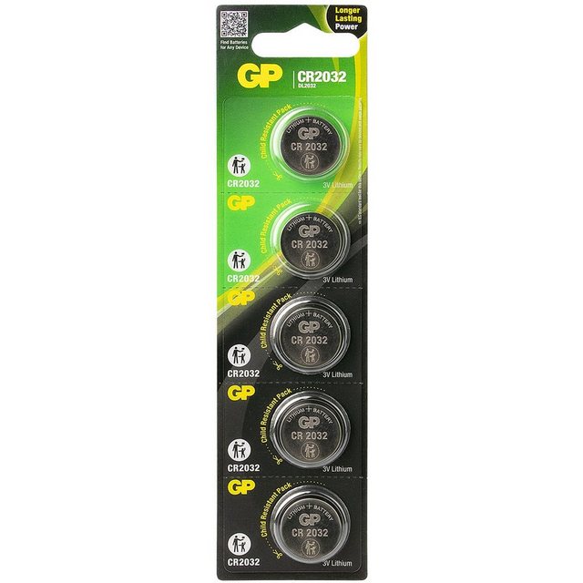 Bild von GP Batteries CR2032 GP Lithium Knopfzelle 3V 5 Stück (5 Stk., CR2032, 220 mAh), Batterien + Akkus