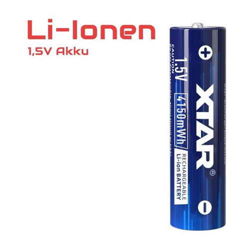 Bild von Xtar AA 1,5V 4150mWh Lithium Ionen Akku mit Indikator
