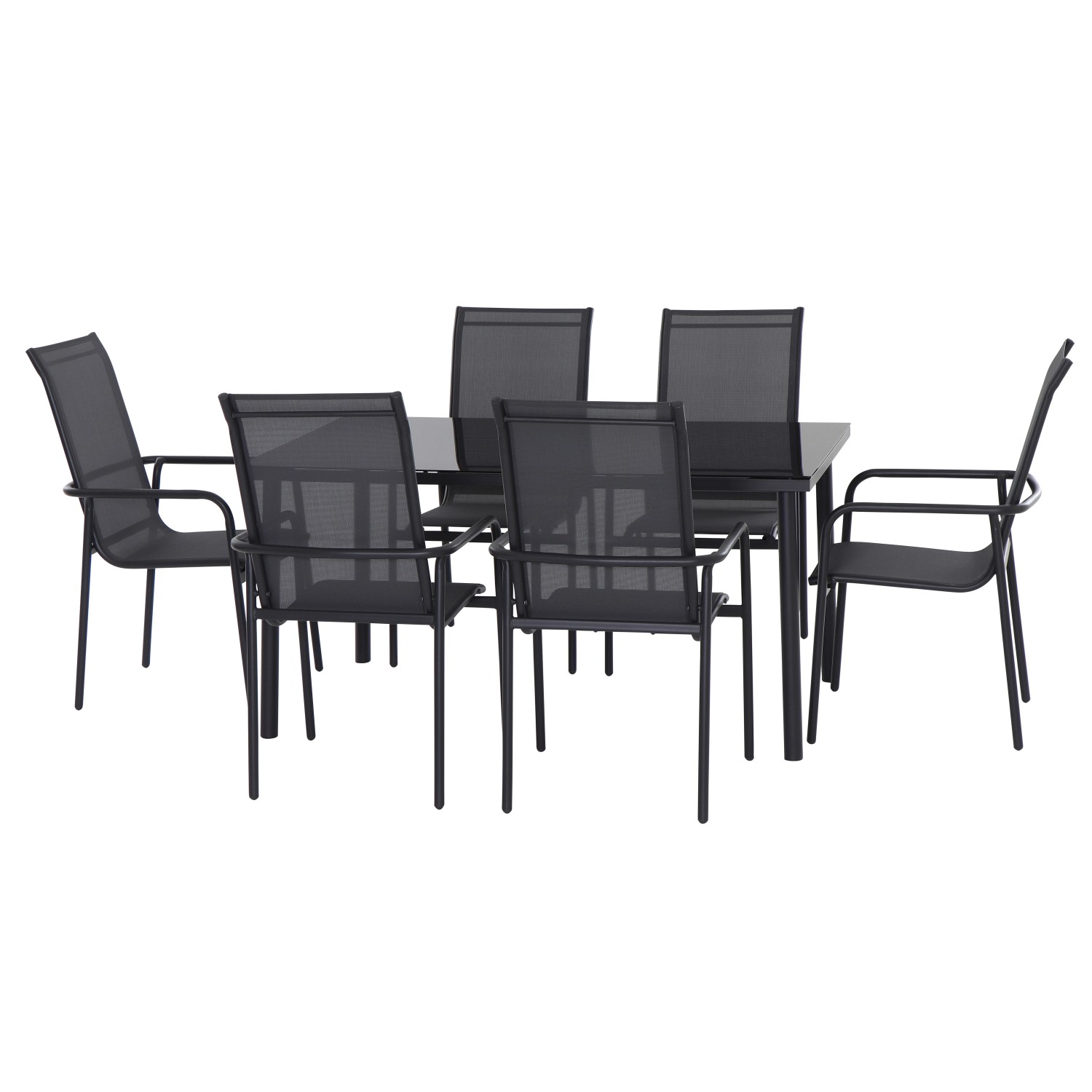 Bild von GARDAMO Montero R08002+AS6:AS67 Gartenmöbel-Set Stahl, Glas, Textil Grau, Schwarz
