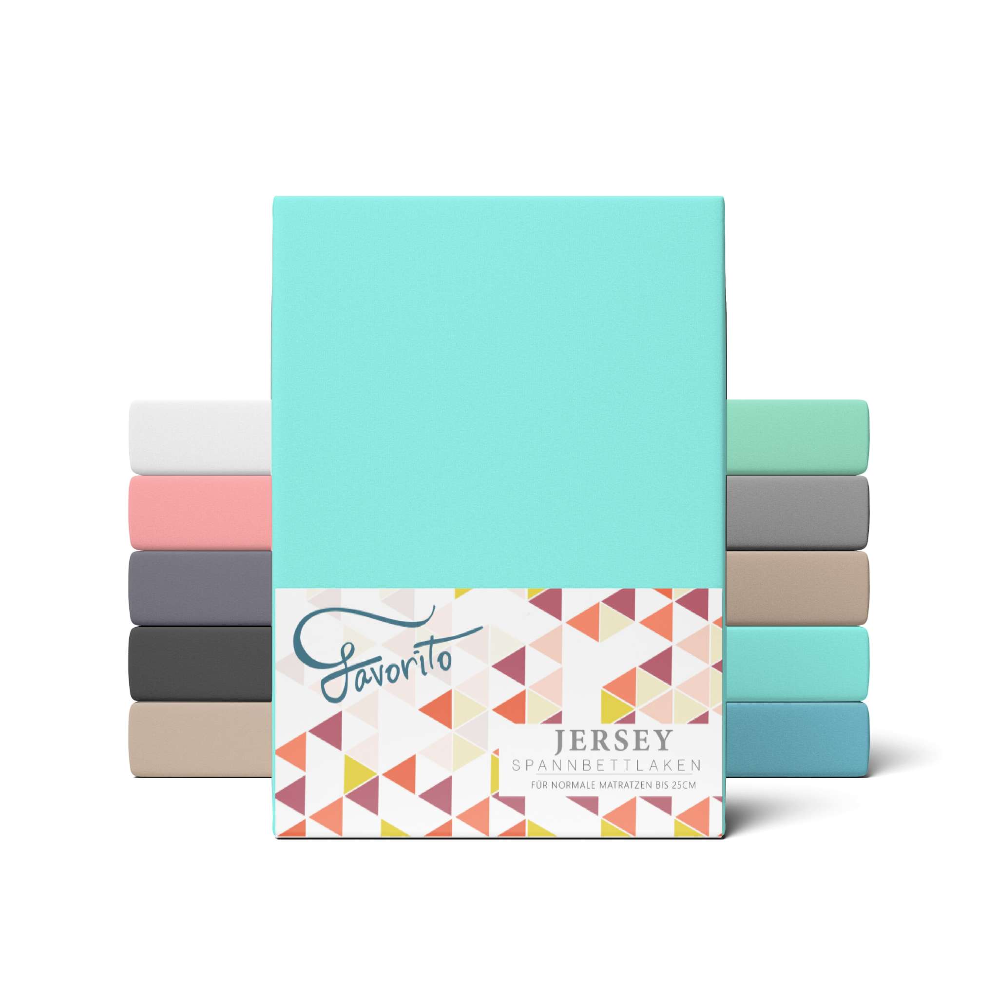 Bild von Favorito Jersey Spannbettlaken 140x200-160x200 cm Aqua für 15-25 cm Steghöhe 100% Baumwolle - Oekotex Spannbetttuch Matratzen Bett Bezug - Bettlaken 140x200cm - 160x200cm Blau