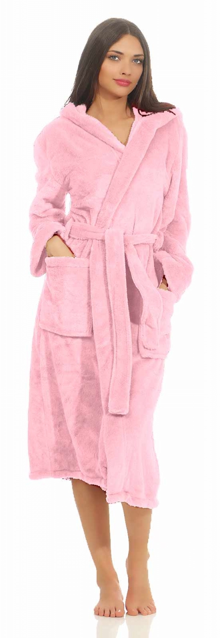 Bild von Mustique Kuschelfleece Kapuzen-Bademantel Saunamantel Unisex Rosa xxl - Rosa - Etérea