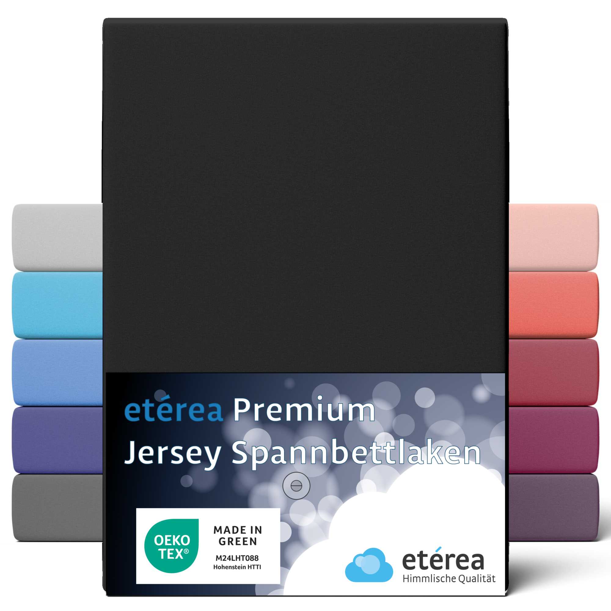 Bild von etérea Premium Jersey Spannbettlaken Schwarz 140x200 - 160x200 cm