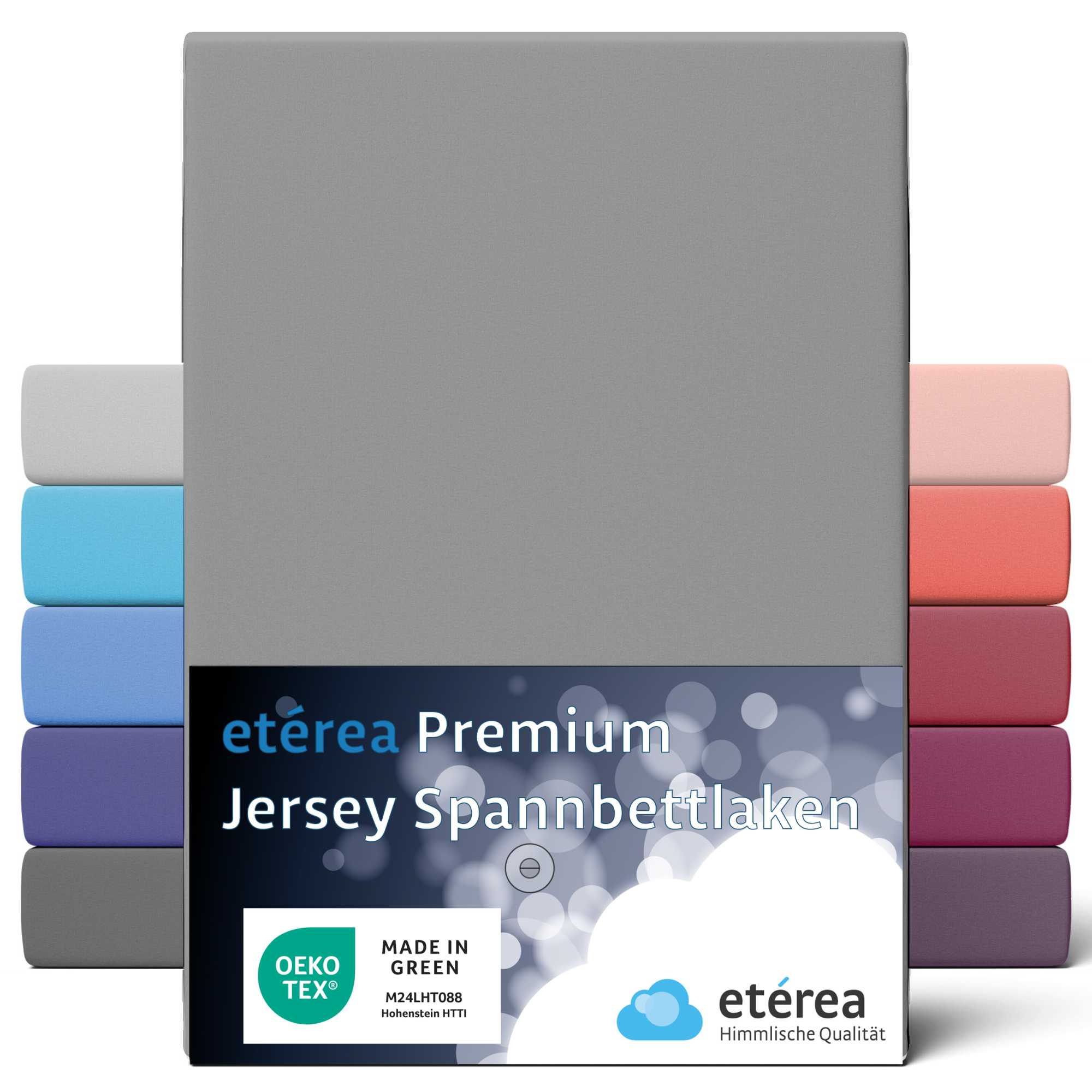 Bild von etérea Premium Jersey Spannbettlaken Grau 140x200 - 160x200 cm