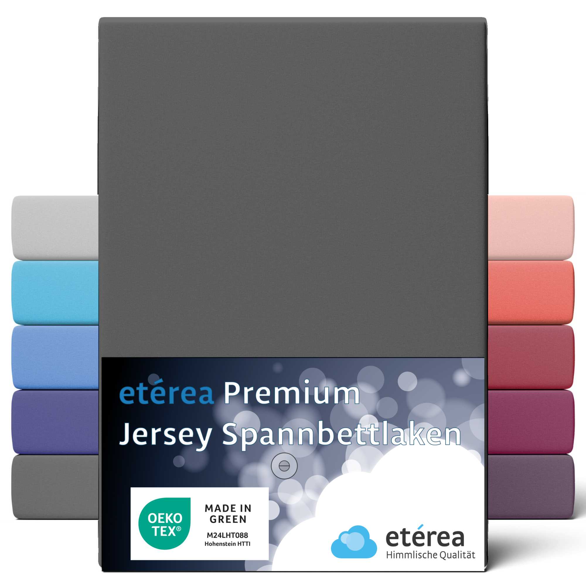 Bild von etérea Premium Jersey Spannbettlaken Anthrazit 180x200 - 200x200 cm