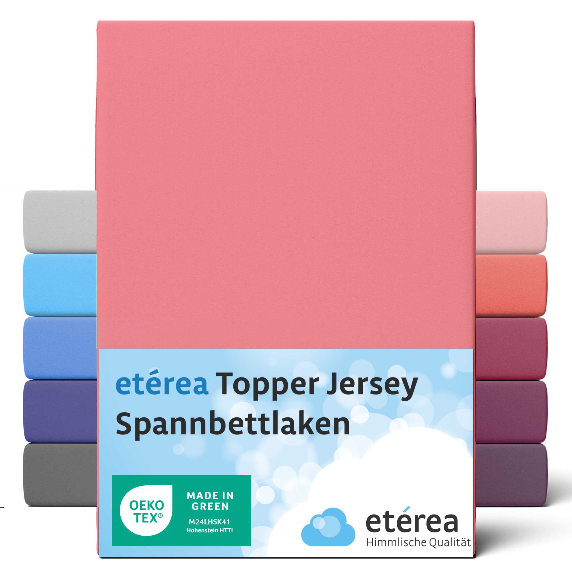 Bild von etérea Jersey Topper Spannbettlaken Spannbetttuch Rosa 90x200 - 100x200 cm