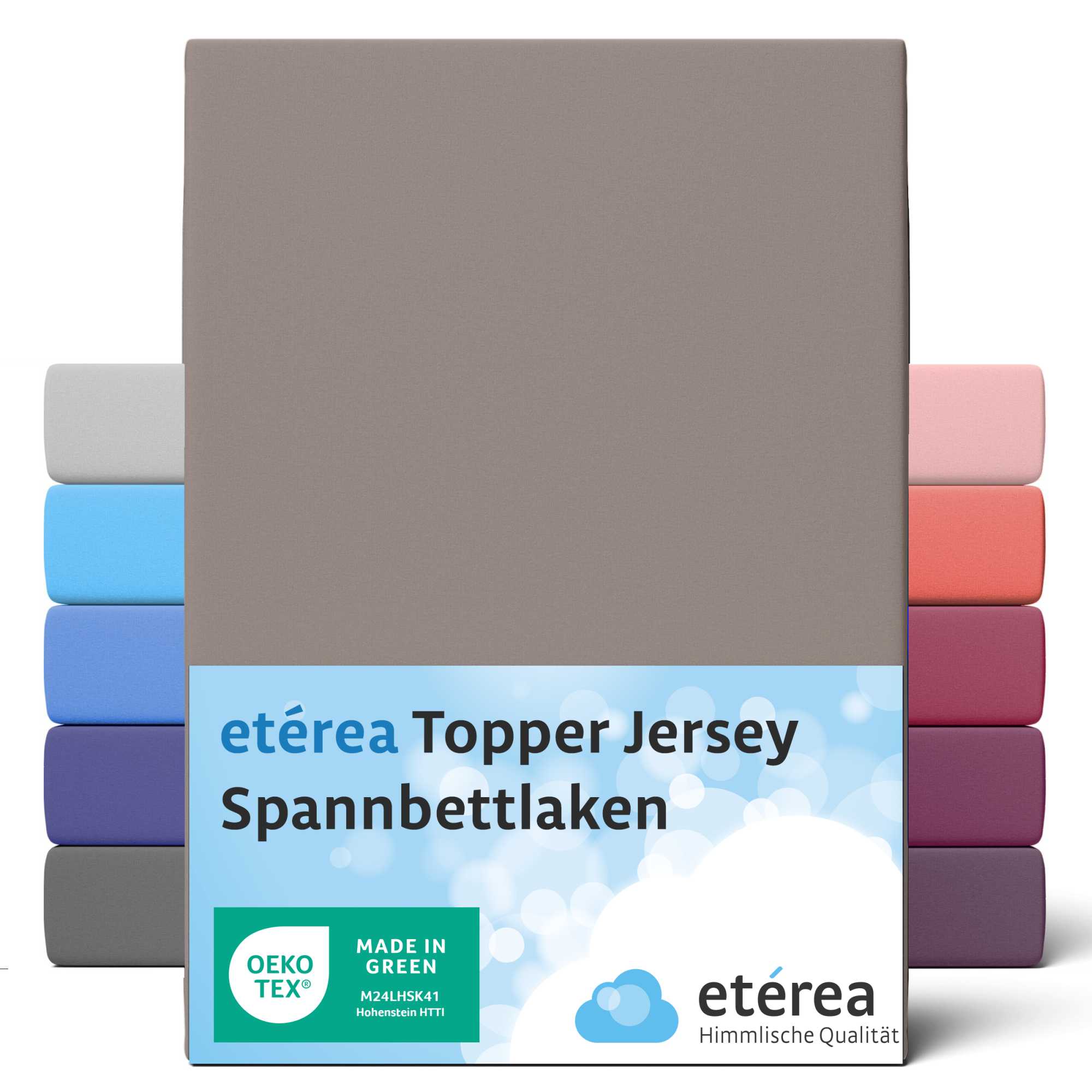 Bild von etérea Jersey Topper Spannbettlaken Spannbetttuch Mokka 90x200 - 100x200 cm