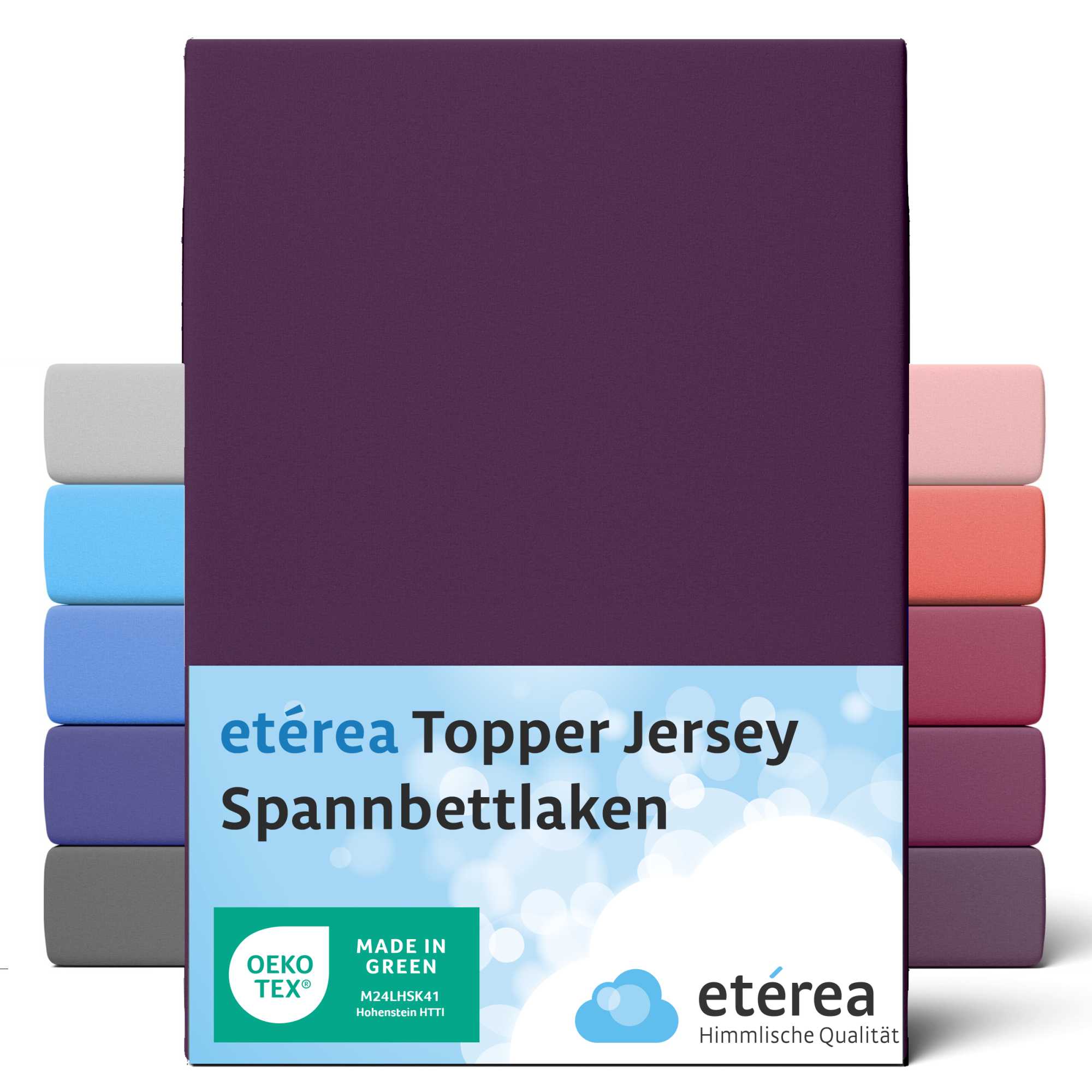 Bild von etérea Jersey Topper Spannbettlaken Spannbetttuch Pflaume 180x200 - 200x200 cm