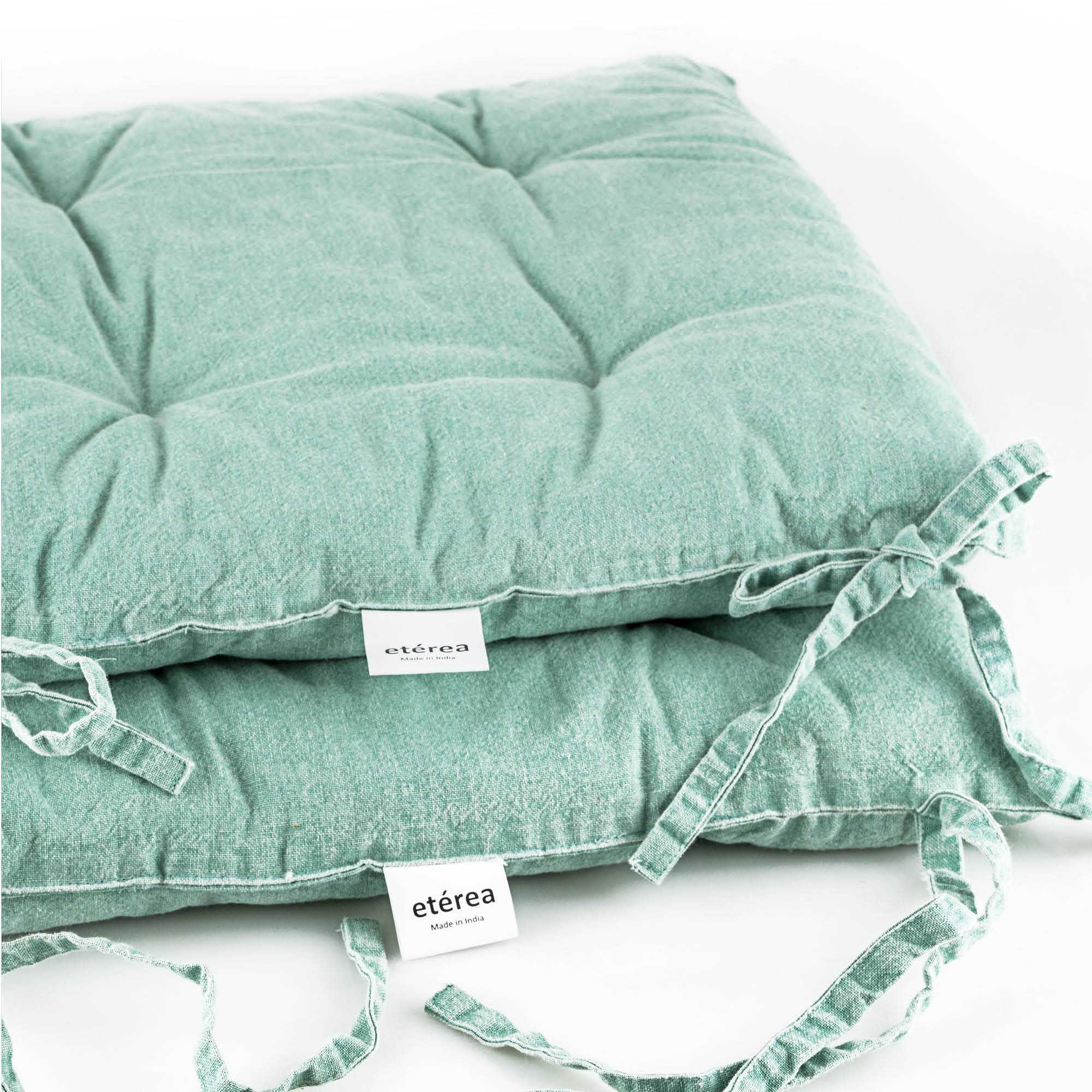 Bild von Stuhlkissen Sitzkisten Denim-Optik Hilda 40x40 cm Mintgrün 2er Set