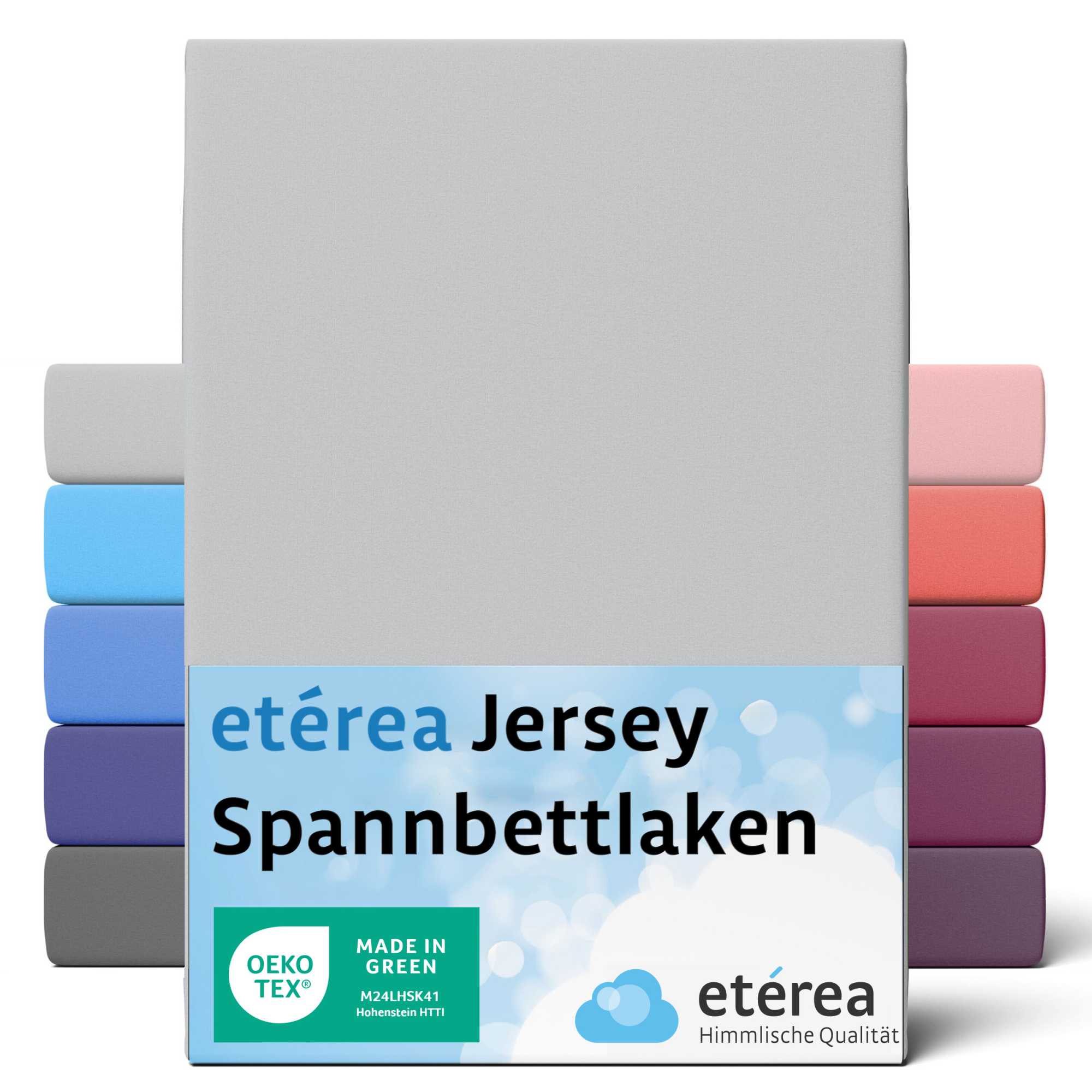 Bild von etérea Comfort Jersey Spannbettlaken Silber 90x200 cm - 100x200 cm