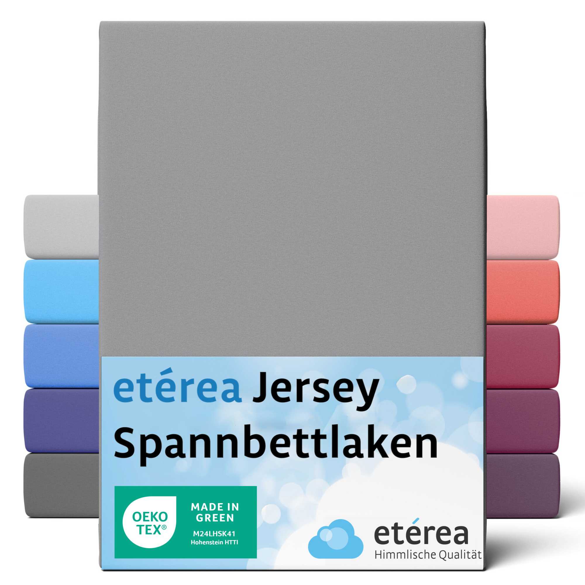 Bild von etérea Comfort Jersey Spannbettlaken Grau 140x200 cm - 160x200 cm