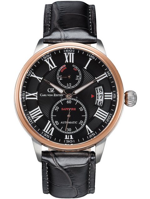 Bild von Carl von Zeyten Automatikuhr Carl von Zeyten CVZ0082BKS Münstertal Automatik Herrenuhr 46mm 10ATM Carl von Zeyten CVZ0082BKS Münstertal Automatik Herrenuhr 46mm 10ATM