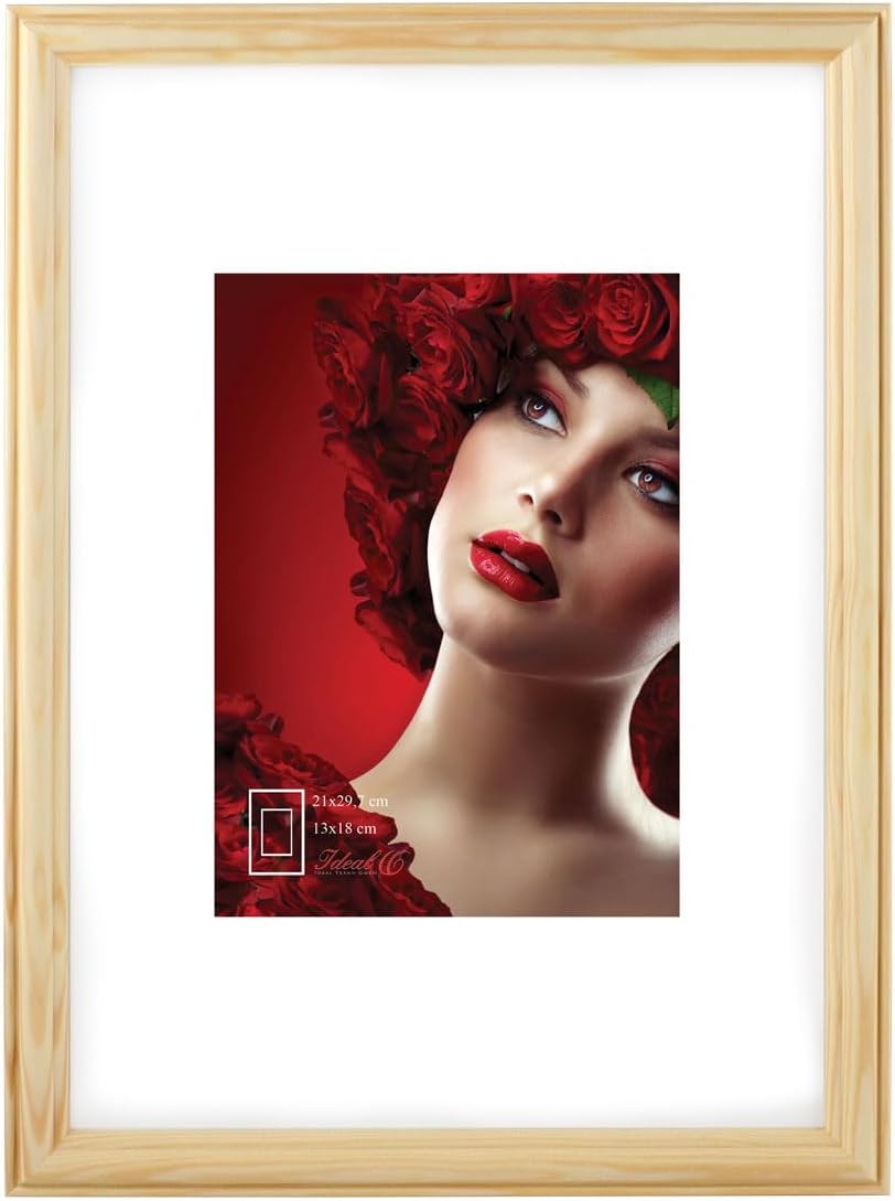 Bild von IDEAL TREND Leano Bilderrahmen aus Holz – Fotorahmen mit Klarglas & Flexipins | Wanddeko & Collage-Rahmen S190: Farbe: Natur | Format: 40x50