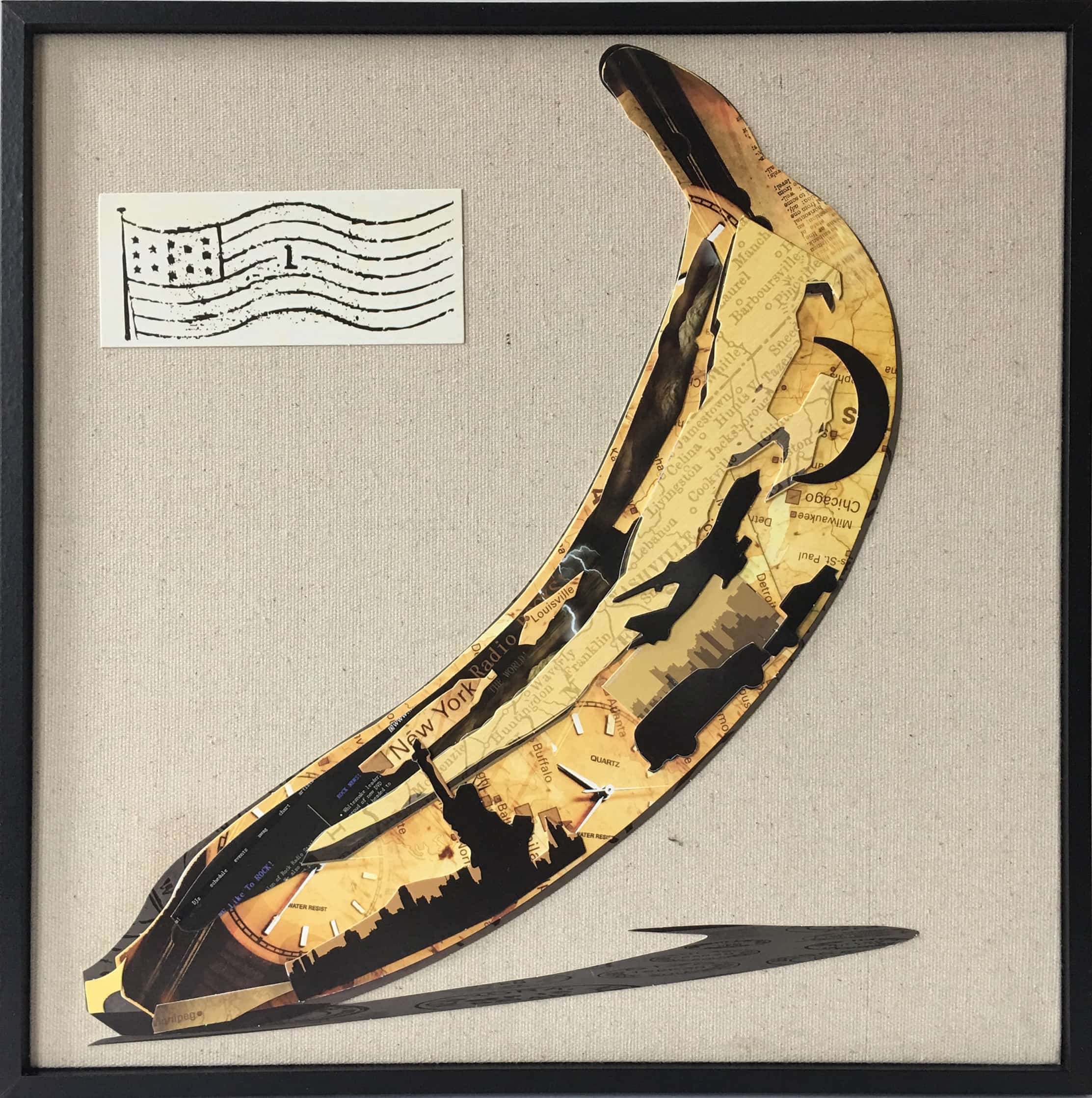 Bild von Papier Wandbild Banana 42cm x 42cm