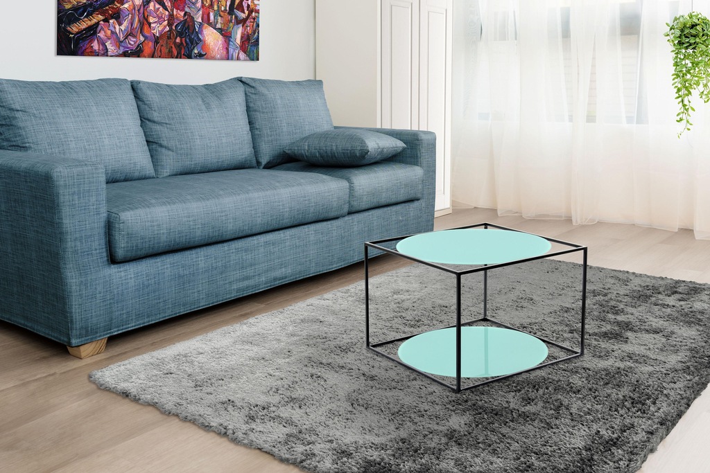 Bild von Kayoom Beistelltisch "Cody, Beistelltisch in Würfelform, offenes, modernes Design", (1 St.), moderne Kubusform mit runden Ablageflächen aus Glas