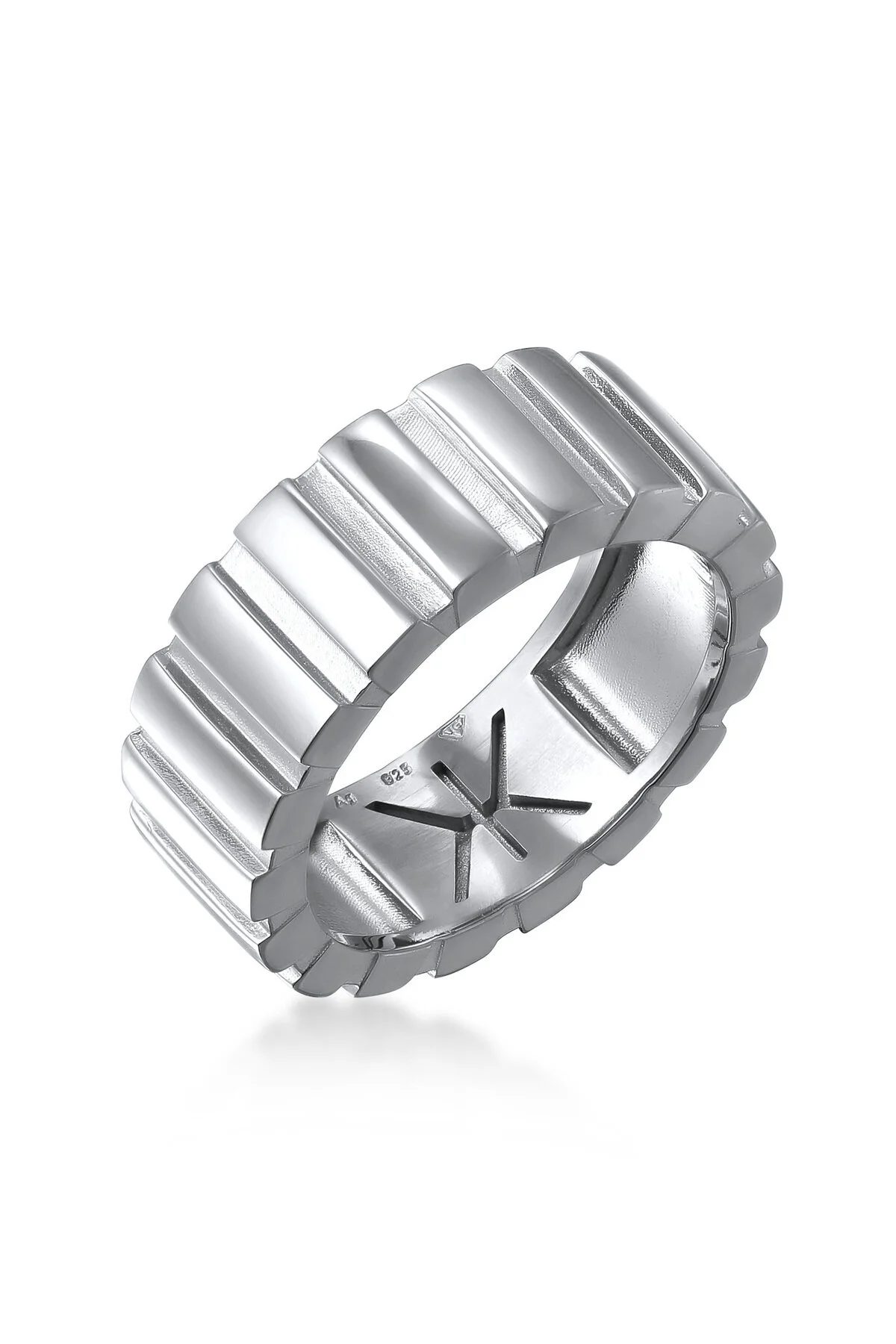 Bild von KUZZOI Ring Bandring Massiv Rillenlook 925 Sterling Silber für Herren - 66