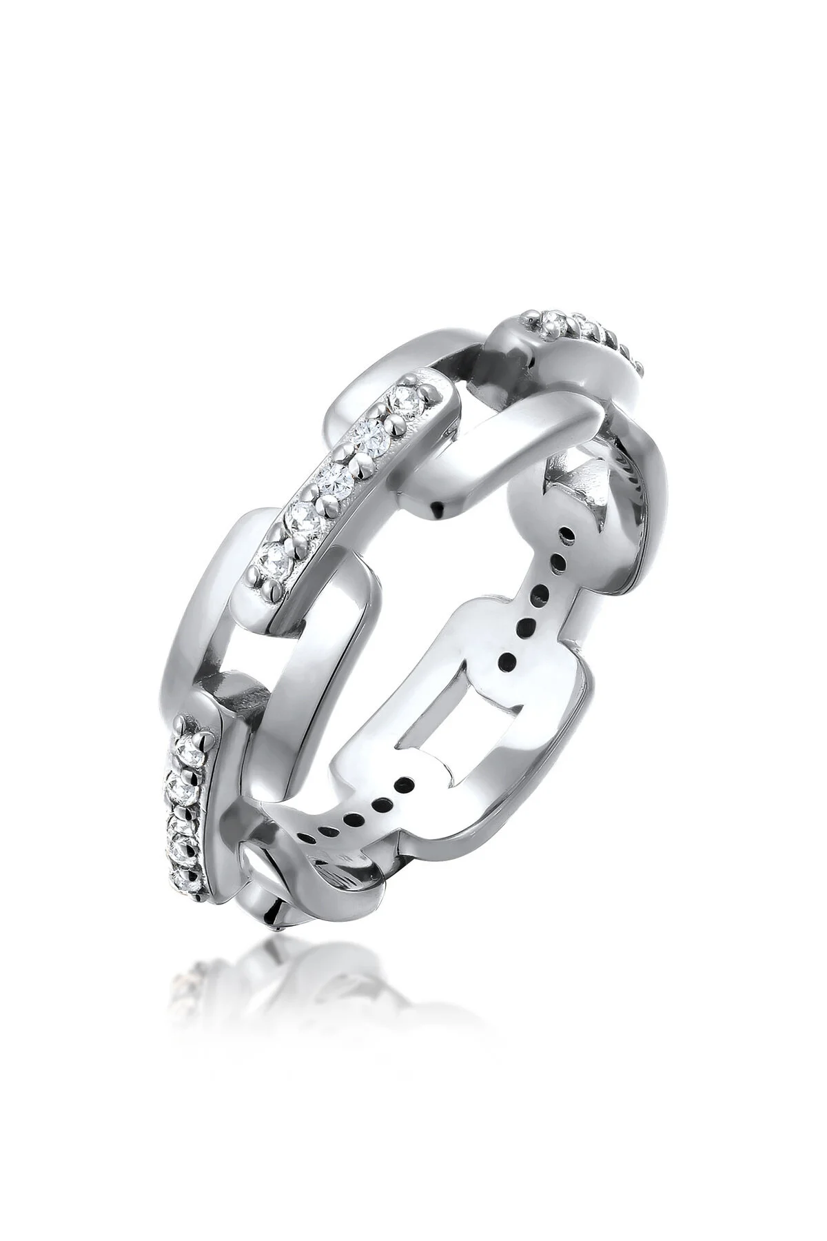 Bild von KUZZOI Ring Kuzzoi Gliederring Zirkonia Diamantschliff Weiß 925 Sterling Silber Silber Party/silber für Herren - 64
