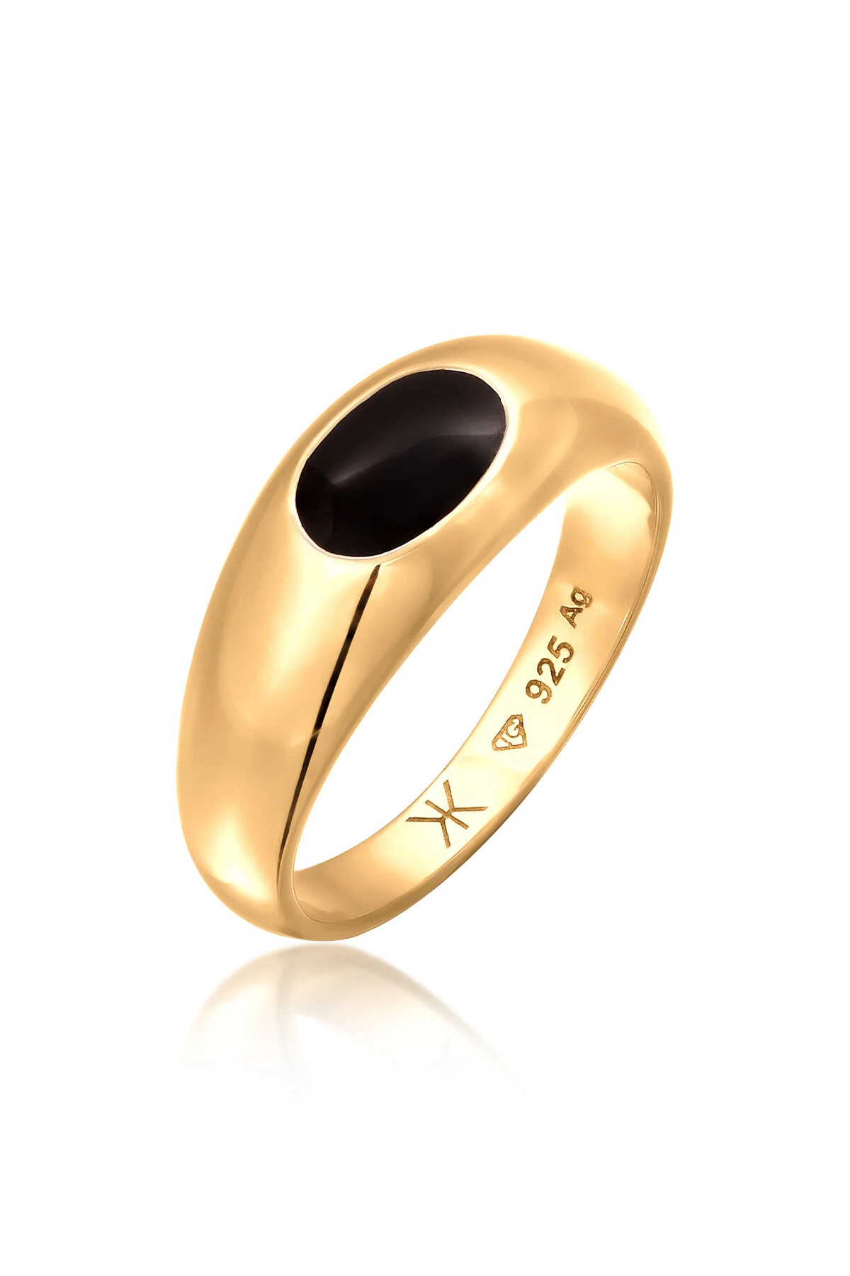 Bild von KUZZOI Ring Kuzzoi Ring Siegelring Emaille Schwarz 925 Sterling Silber Party/silber für Herren - 60