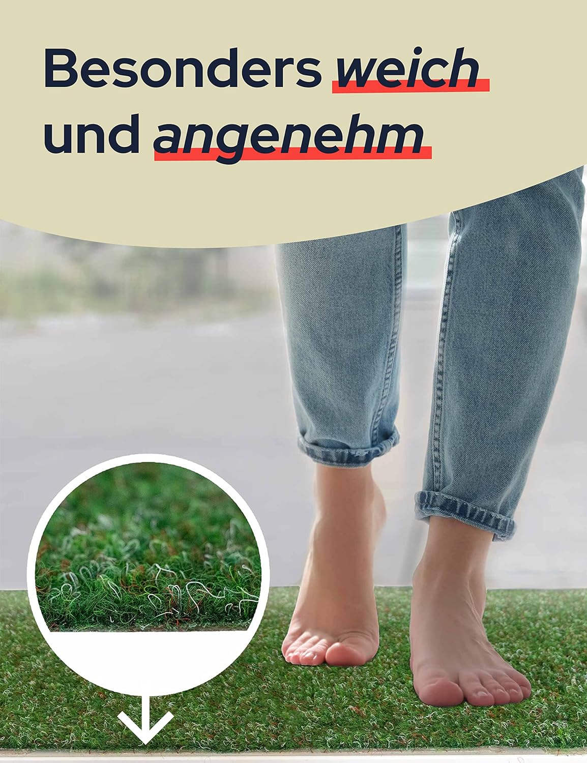 Bild von Primaflor Rasenteppich GREEN – Rot - 1,33m x 15,00m | Outdoor Bodenbelag | KunstRasenteppich GREEN Meterware | wetterfest & schnelltrocknend
