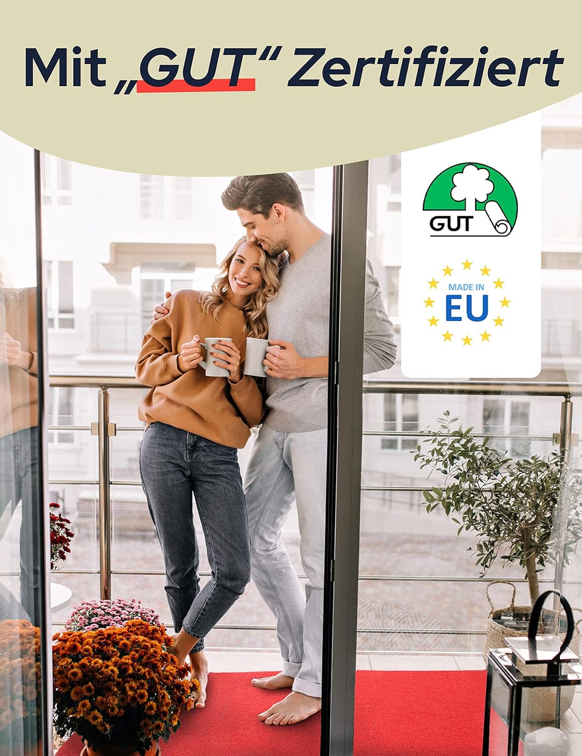 Bild von Primaflor Rasenteppich GREEN – Rot - 4,00m x 19,50m | Outdoor Bodenbelag | KunstRasenteppich GREEN Meterware | wetterfest & schnelltrocknend