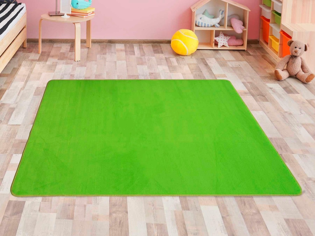 Bild von Primaflor Kinderteppich Einfarbig - SITZKREIS - Grün - 140x200 cm - Velour-Kurzflor-Teppich für Kinderzimmer, Kindergärten und Schulen - Hochwertiger Spielteppich