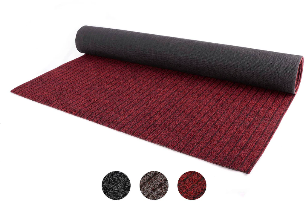 Bild von Primaflor Sauberlauf nach Maß - Valencia, Rot, 1,00m x 3,50m, Rutschfester Schmutzfangläufer Meterware, Robuster Küchenläufer, Zuschneidbarer Teppichläufer, Eingangsmatte für Flur und Windfang
