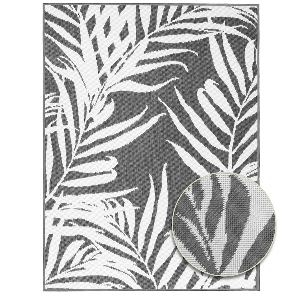 Bild von Primaflor-Ideen in Textil Teppich "Outdoorteppich REVERSO - Palm Tree", rechteckig, 5 mm Höhe, Wendeteppich, Palmblätter, In- und Outdoor geeignet, wasserfest