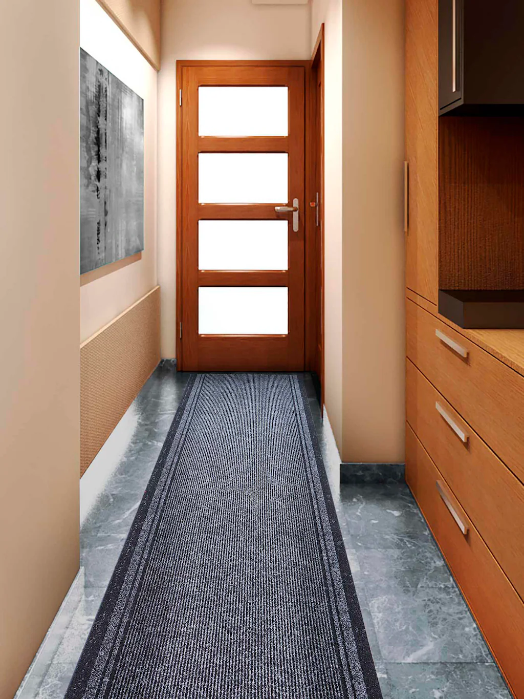 Bild von Primaflor Sauberlauf - MALAGA, Anthrazit, 0,66m x 18,50m, Rutschfester Schmutzfangläufer Meterware, Schmaler Küchen-Läufer nach Maß, Zuschneidbarer Teppichläufer, Eingangsmatte für Flur und Windfang