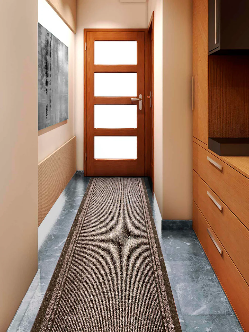Bild von Primaflor Sauberlauf - Malaga, Braun, 0,66m x 9,50m, Rutschfester Schmutzfangläufer Meterware, Schmaler Küchen-Läufer nach Maß, Zuschneidbarer Teppichläufer, Eingangsmatte für Flur und Windfang