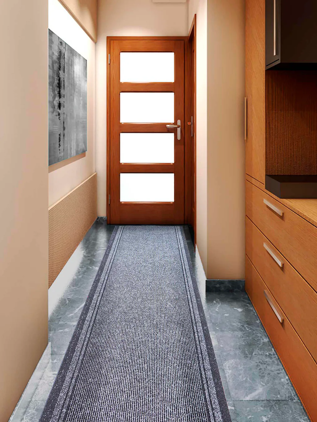 Bild von Primaflor Sauberlauf - MALAGA, Grau, 0,66m x 20,00m, Rutschfester Schmutzfangläufer Meterware, Schmaler Küchen-Läufer nach Maß, Zuschneidbarer Teppichläufer, Eingangsmatte für Flur und Windfang