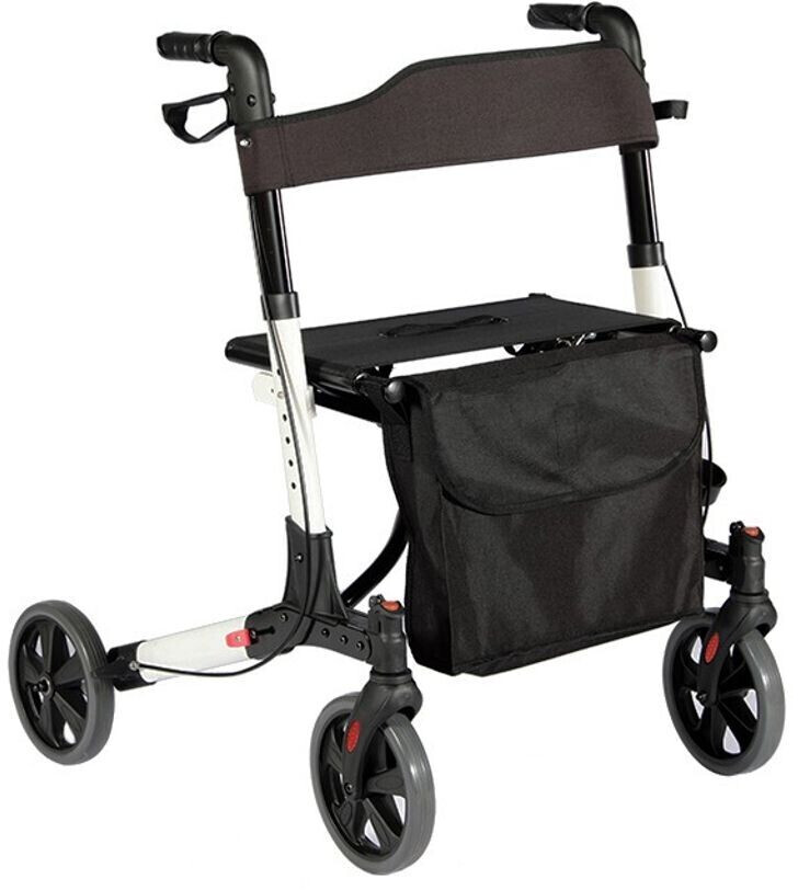 Bild von Jago® Rollator - 6-fach höhenverstellbar, Sitz mit Rückenlehne, 3-fach Faltbar, Leicht, 4 Räder, Bremsen, Einkaufstasche, Stockhalter, Farbwahl - Gehhilfe, Gehwagen, Leichtgewichtrollator