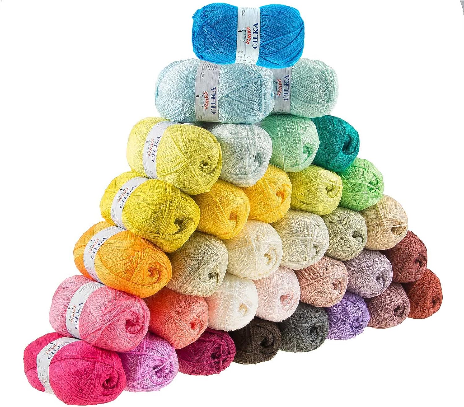 Bild von 100g Strickgarn CILKA by VLNIKA Klassikgarn Strickwolle Häkelgarn Sommergarn, Farbe:hellgrau-limette
