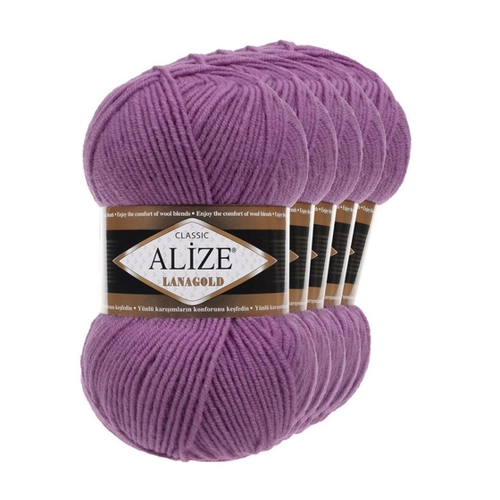 Bild von ALIZE Lanagold 49% Wolle Strickgarn in mauve – 5 x 100 g