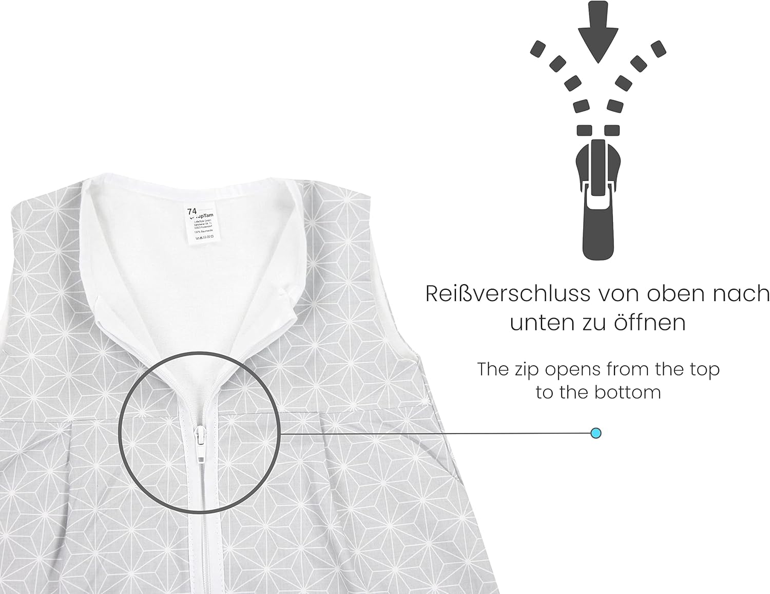Bild von TupTam Baby Sommer Schlafsack 0.5 TOG aus OEKO-TEX zertifizierten Materialien, Farbe: Füchse Wolken/Dunkelblau, Größe: 62-74