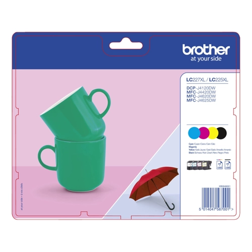 Bild von Brother LC-227XL Multipack 4-farbig (LC227XLVALBPDR) – Hochwertige Patronen für brillante Druckergebnisse