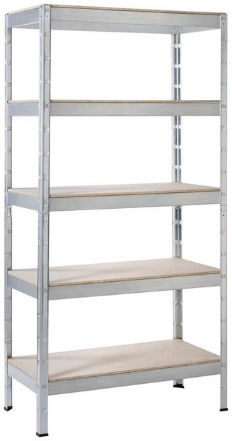 Bild von SCHULTE Regalwelt Schwerlastregal mit 5 Holzböden, 150x90x30 cm (HxBxT), Traglast pro Ebene ca. 75 Kg, verzinkt, Lagerregal, Kellerregal, Werkstattregal, Steckregal