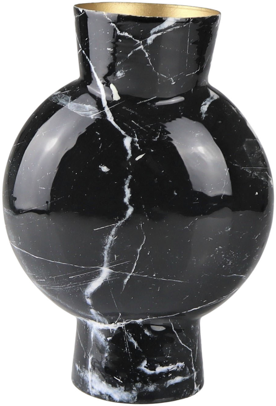 Bild von Tischvase LEONIQUE "Elienna, in Marmoroptik", schwarz, B:8,5cm H:23cm T:17,5cm, Metall, Vasen, Dekovase aus Metall, Höhe ca. 23 cm