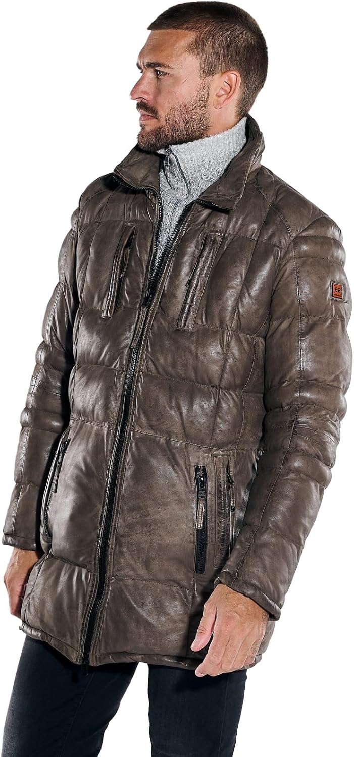 Bild von emilio adani Herren Herren Lederjacke Regular, 37431, 37431, Dunkelbraun in Größe 54