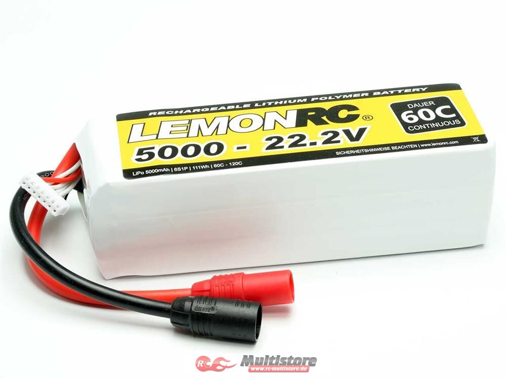 Bild von LemonRC Modellbau-Akkupack (LiPo) 22.2V 5000 mAh Zellen-Zahl: 6 60 C Softcase AS150