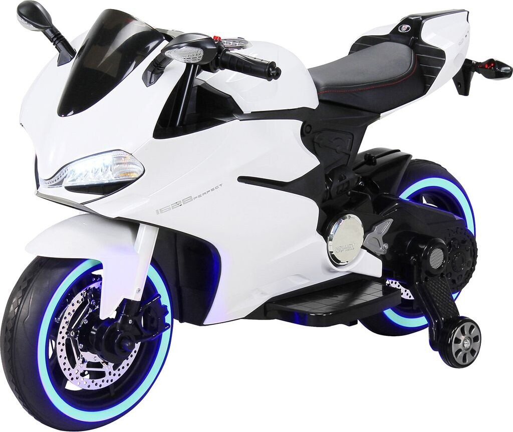 Bild von Kindermotorrad 1299SS, Elektromotorrad, Soft-Start, LED-Leuchten, Soundmodul, Stoßdämpfer, 70 Watt (Weiß)