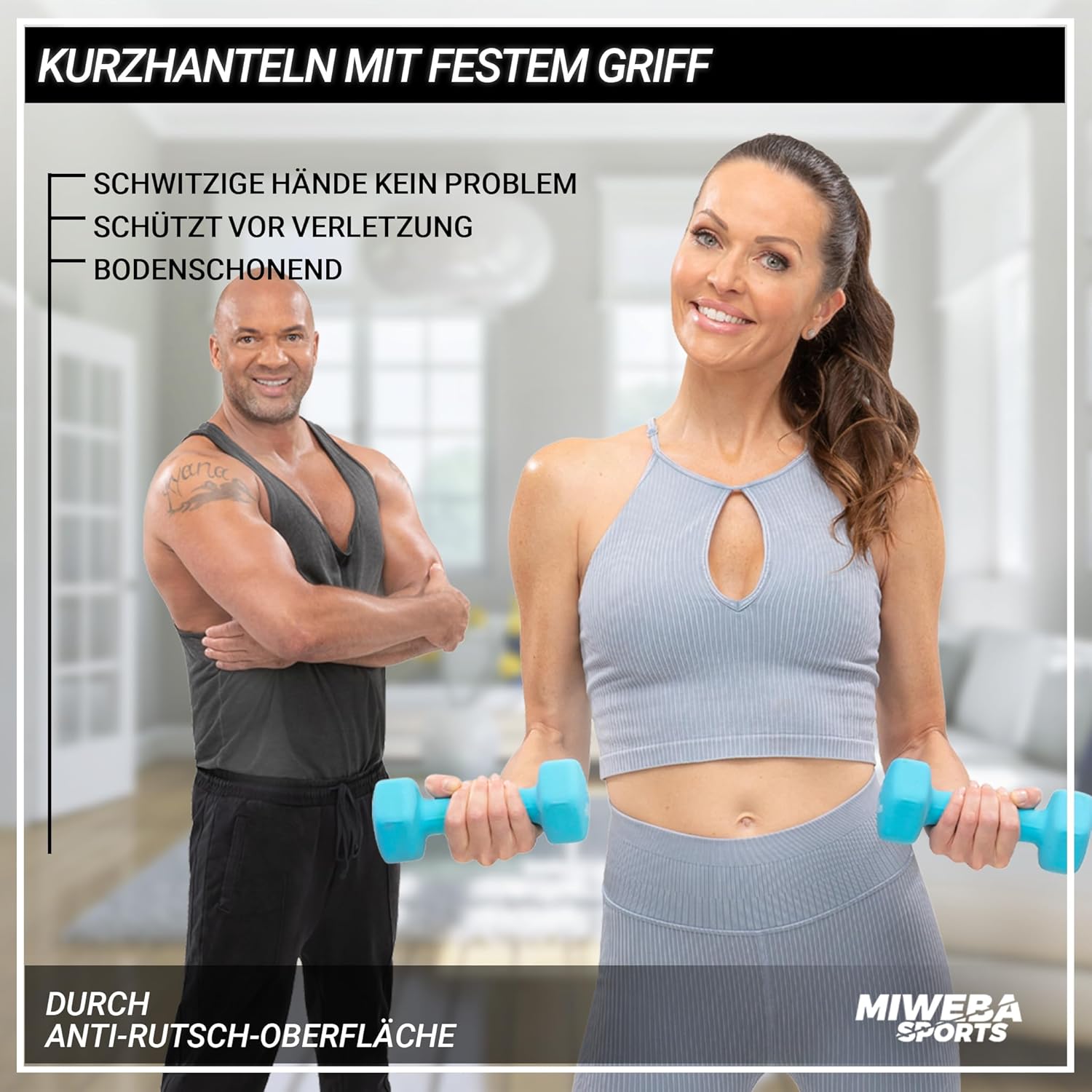 Bild von Miweba Sports Neopren Hantelset NKH100 | 𝐏𝐫𝐨𝐟𝐢 Hantel - Hexagon Hanteln Set - Kurzhanteln - Kurzhantel Set - Gymnastikhanteln - Hantel Set - Dumbbell - 0,5-10 Kg (2X 3.0 kg, Grün)